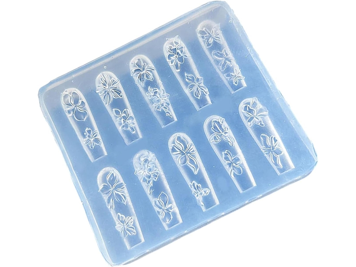 Molde De Silicona Elegante Para Decoración De Uñas, Manualidades, Grabado De Dijes Y Relieve De Flores.