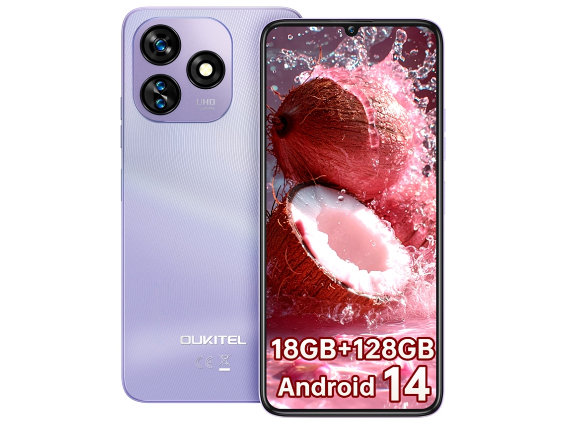 Smartphone Oukitel C51 18 Gb 128 Gb 6.8" Hd+ Pantalla 90hz Batería 5150mah Cámara 13mp Face Id Morado