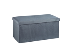 Relaxdays Banco Almacenaje, Funda De Terciopelo, 80 L, Acolchado, Baúl Almacenamiento, 38 X 77 X 39 Cm, Gris Oscuro