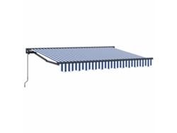 Toldo retráctil manual, azul y blanco, 3 x 2 m, VIDAXL