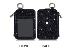 Tarjetero Con Purpurina - Funda Para Tarjetas De Piel Sintética - Organizador De Tarjetas Multifuncional - Negro Brillante