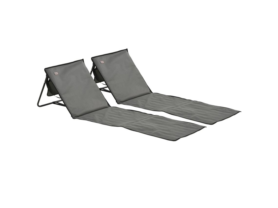 2 Esterillas De Playa Plegables Y Ajustables, Acero Oxford, 142x51x40cm