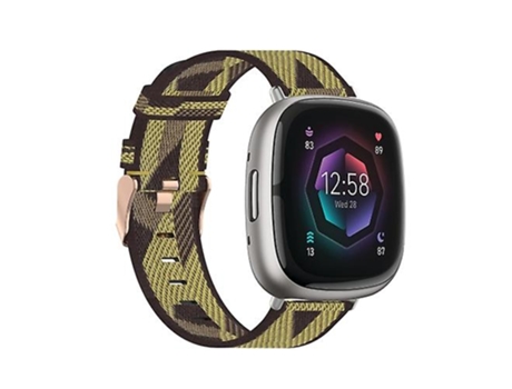 Pulsera para Fitbit Sense Correa de reloj de lona tejida de nailon amarilla VENISYMLIS