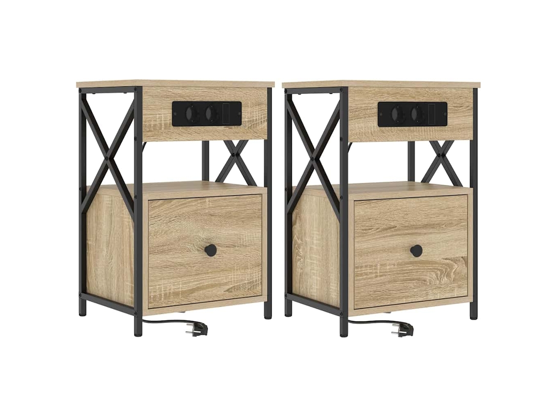 Maison Exclusive - Armario De Noche Con Cajón 2 Pcs Roble Sonoma 40 X 31 X 60 Cm