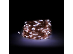 Luces navidad 100 microleds blanco frio, cable color cobre funcionamiento a bateria (3 aa no incluidas) o con cable usb. ip44