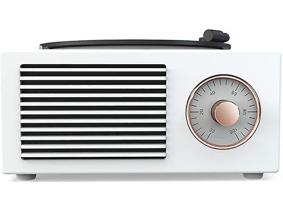Altavoz Bluetooth Radio FM retro Grabadora de música retro Bluetooth Inalámbrica giratoria Potente Blanco Yemaesre