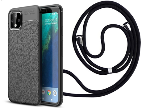 Funda Google Pixel 4 Rugged Leather con Collar Negro