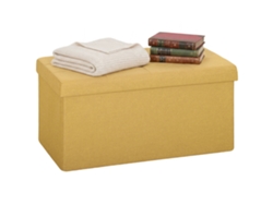 Banco Baú Dobrável 84cm 76x38x38cm Linho Sintético Amarelo