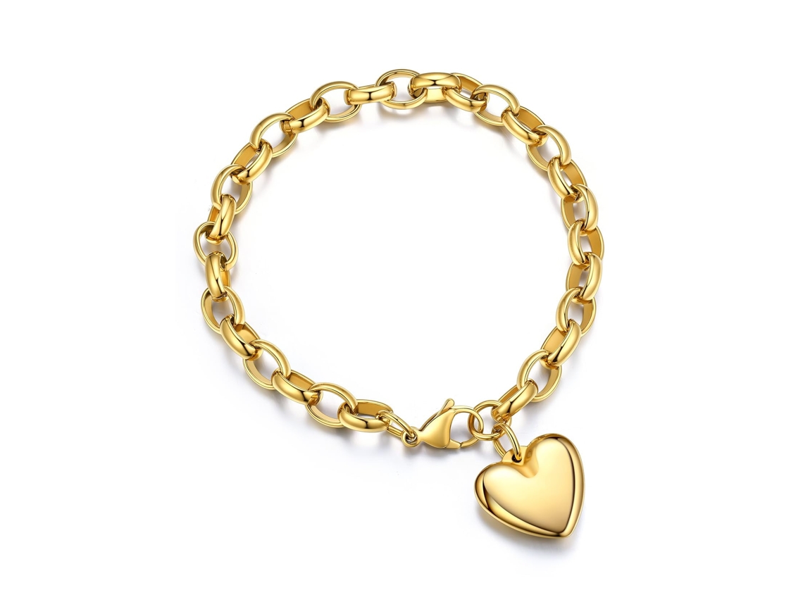 Pulsera Ajustable De Cadena Dorada Cuenta Con Un Colgante En Forma De Corazón. Esta Delicada Joya Es Perfecta Como Regalo De Cumpleaños, Nav