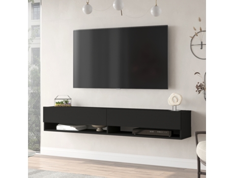 Mueble TV suspendido Laitila Aglomerado 180x32x30 cm Negro [EN.CASA]