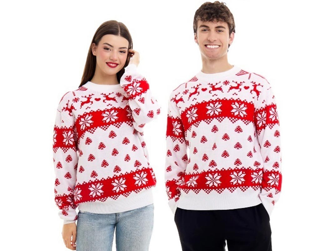 Jersey de Navidad Woods Greca Copos rojo y blanco para adulto