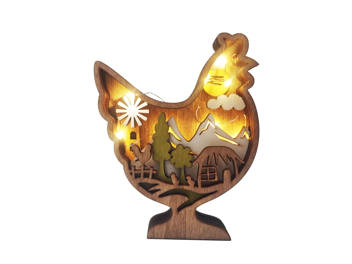 Decoración de Pascua: Lámpara de madera con forma de mariposa y pollo - Creativa