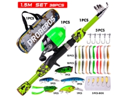 Kit De Pesca Para Niños: Caña Ultraligera De 1,5 M Con Carrete, Señuelos Y Bolsa De Almacenamiento.