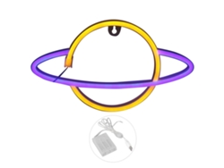 Bj-luz De Neón Led Em Forma De Planeta, Lâmpada Decorativa Noturna Para Quarto, Bar, Casamento, Alimentada Por Usb E Bateria (amarelo-azul)