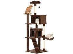 Arranhador Gatos 180 Cm 2 Tocas Rede Escada Marrom