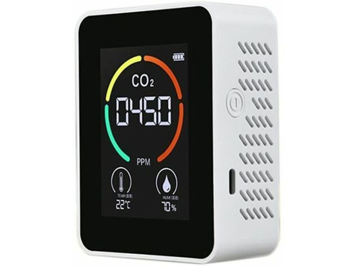 Detector de CO2 para calidad del aire, temperatura y humedad, medición rápida de dióxido de carbono, color blanco