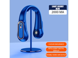 Ventilador De Cuello Con Pantalla Digital, Sin Aspas, Mini Enfriador Portátil, Recargable Por Usb, Color Azul