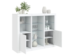 Pack 3 Uds Aparador | Mueble De Comedor | Buffetes Con Luces Led Madera De Ingeniería Blanco Wsd492194