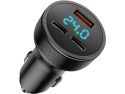 Cargador Automático Usb C De 80 W - Adaptador De Enchufe Usb-c - Doble Pd + Doble Qc3.0 Usb - Con Voltímetro Led