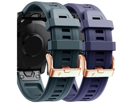 Correa Silicona Cierre Metálico para Garmin Fenix 6S Pro Azul Oscuro y Morado Pack 2X VEANXIN