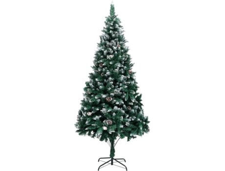 vidaXL Árbol de Navidad artificial con piñas y nieve blanca 210 cm