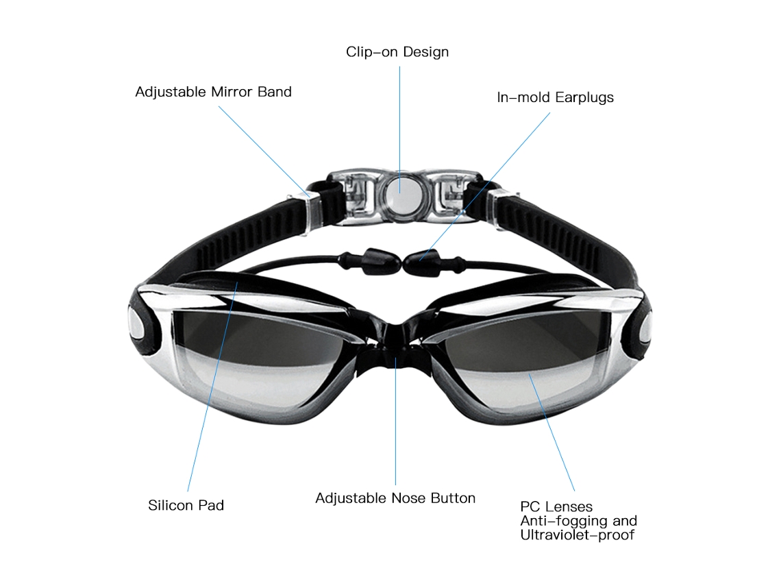 Gafas De Natación Antivaho Con Protección Uv, A Prueba De Fugas, Lentes De Policarbonato Con Moldeado De Silicona Suave.