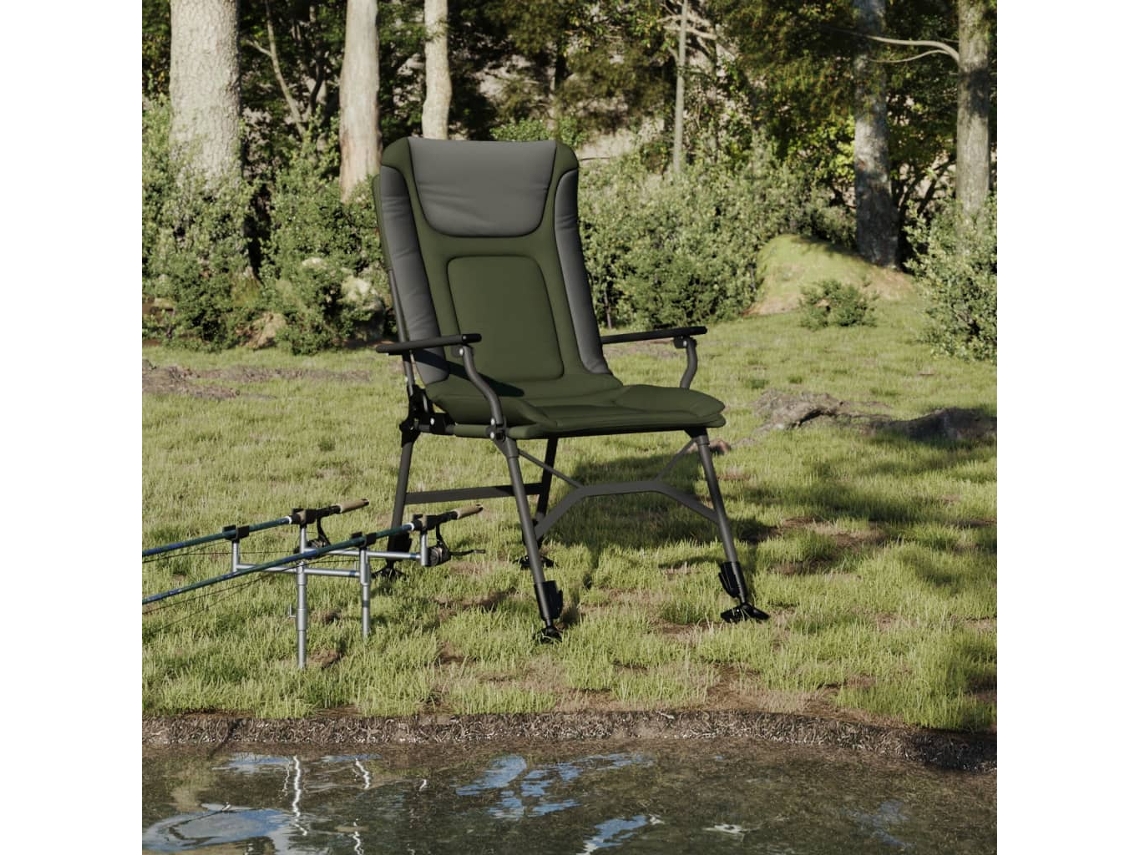 Silla de pesca plegable verde con reposabrazos DKD Home Decor