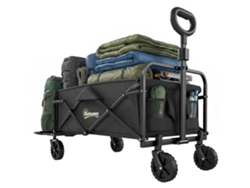 Carro De Jardín Plegable, 72 L, Asa Ajustable, Acero, Tela Oxford, 114 X 46 X 92 Cm, Negro.