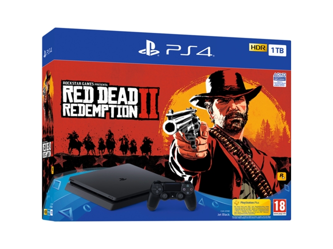 Consola Sony Ps4 slim 1tb juego dead redemption 2 negro 1 mando slim+rdr 2+spiderman playstation 4 ii hdr ll 14