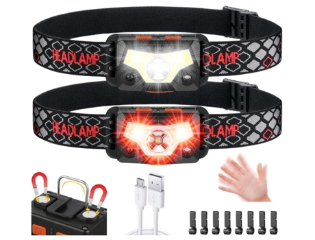 Paquete de 2 faros LED superbrillantes con sensor de movimiento, faro impermeable Chronos Lantern-0224 de 1500 lúmenes (negro) YIZHOOD