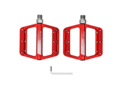 2026-pedales De Bicicleta De Aleación De Aluminio Ligeros Antideslizantes Amplios Universales Para Ciclismo Rojo