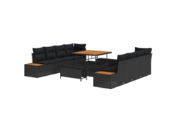 Maison Exclusive - Conjunto De Sofás De Jardín 11 Pcs Negro Ratán Sintético