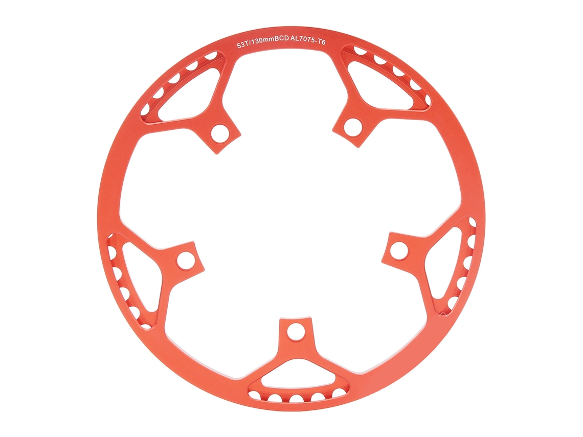 Juego De Engranajes Para Bicicleta De Aluminio Cnc De 53 Dientes, Color Rojo, Resistente Al Desgaste Con Protección Integrada.