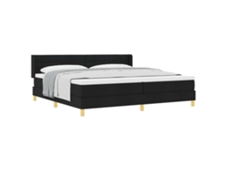 Syfax™ Cama Tipo Box Spring Con Colchón Negro 200 X 200 Cm Tela