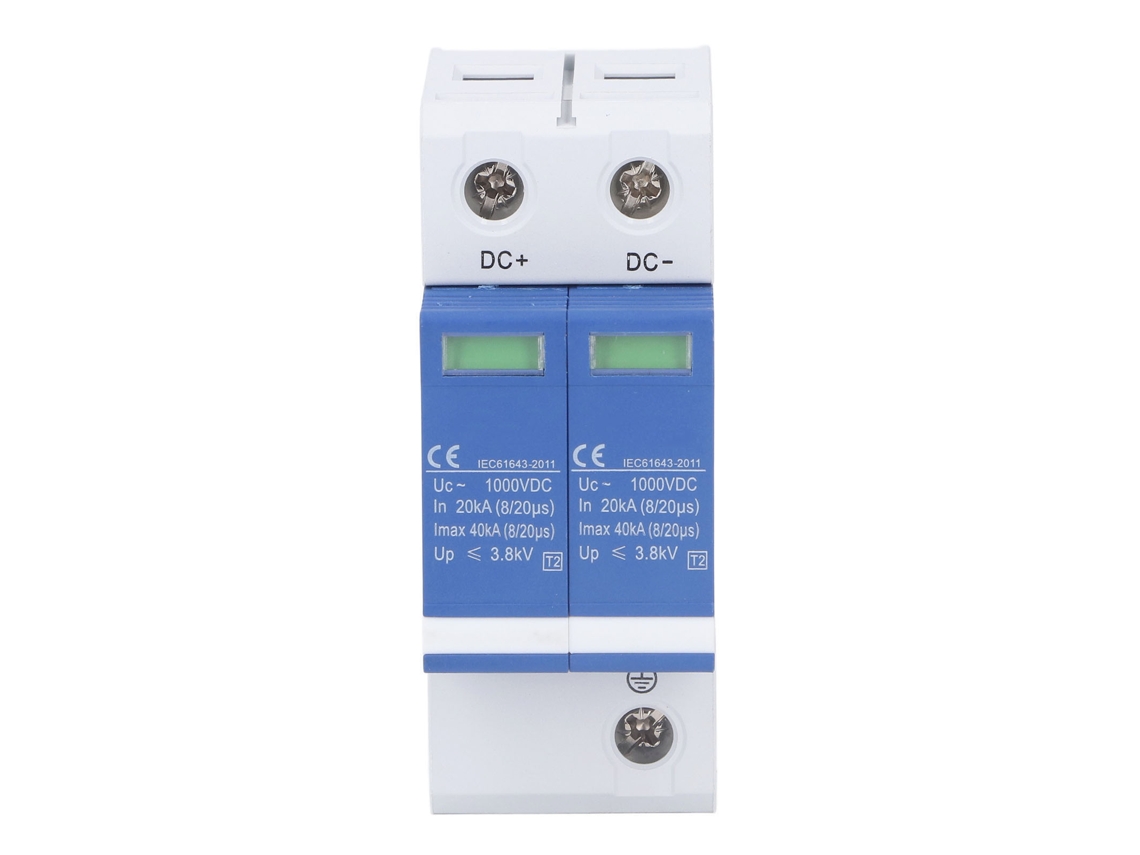 Protector Contra Sobretensiones Bipolar De 1000 V Cc Para Sistemas Fotovoltaicos Con Disyuntor E Indicador De Estado.