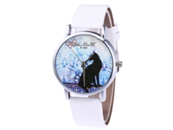 Reloj De Cuarzo Casual Unisex Con Correa De Cuero Pu Dial Redondo Blanco