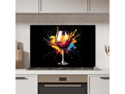 Panel Antisalpicaduras Cocina Vino - Copa - Graffiti - Bebida - Tinto - Pintura 90x60 Cm
