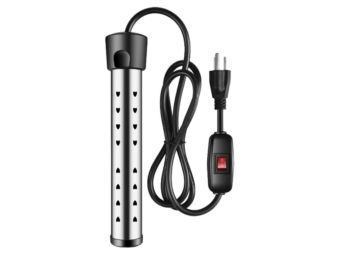 Calentador de inmersión de 1500 W para cubo, seguro, con textura de acero inoxidable, varilla de calentamiento rápido, varilla de alta potencia. GOKOCO