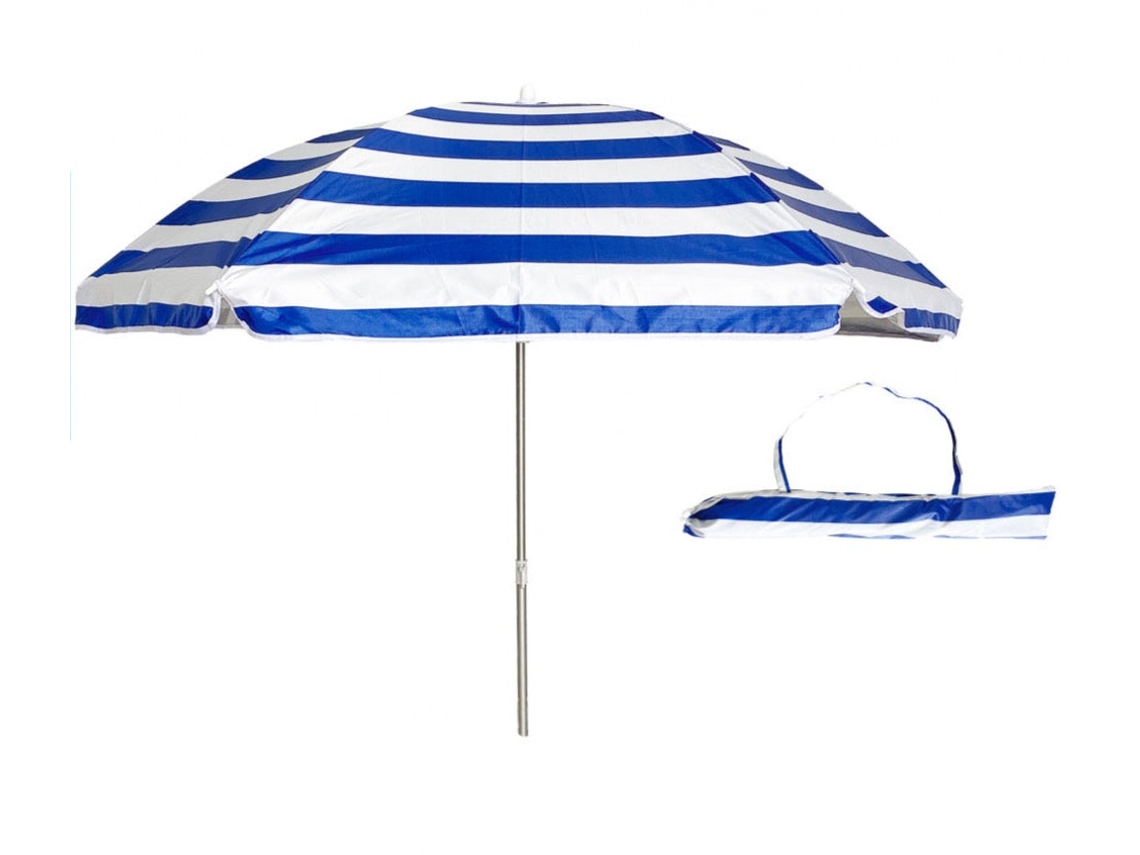 Sombrilla Parasol de playa de Aluminio grande 200cm Sombrilla Plegable Antiviento Raya Blanco SELEOK