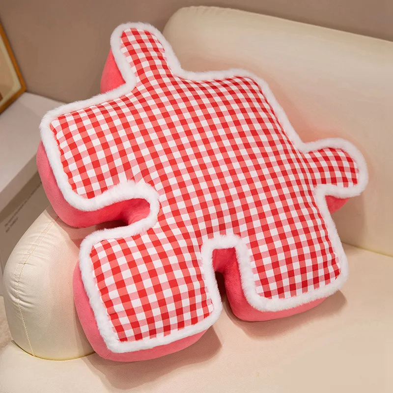 Cojín Decorativo Con Diseño De Cuadrícula De Rompecabezas Para Adultos (rojo, 54 Cm)