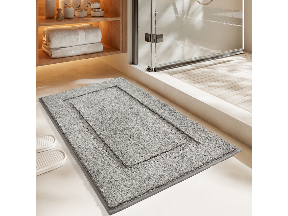 Alfombra de Baño LUUCOZK Antideslizantes Absorbentes Decoración Baño Secado Rápido Poliéster Gris (60x110cm)
