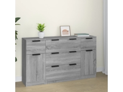 3 Piezas Conjunto de Aparadores Armario Madera Procesada Gris Sonoma