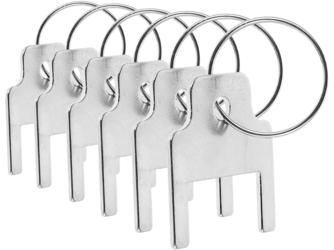 Juego de 6 llaves de acero inoxidable para dispensador de papel higiénico con anillas, compactas y compatibles con Slowmoose