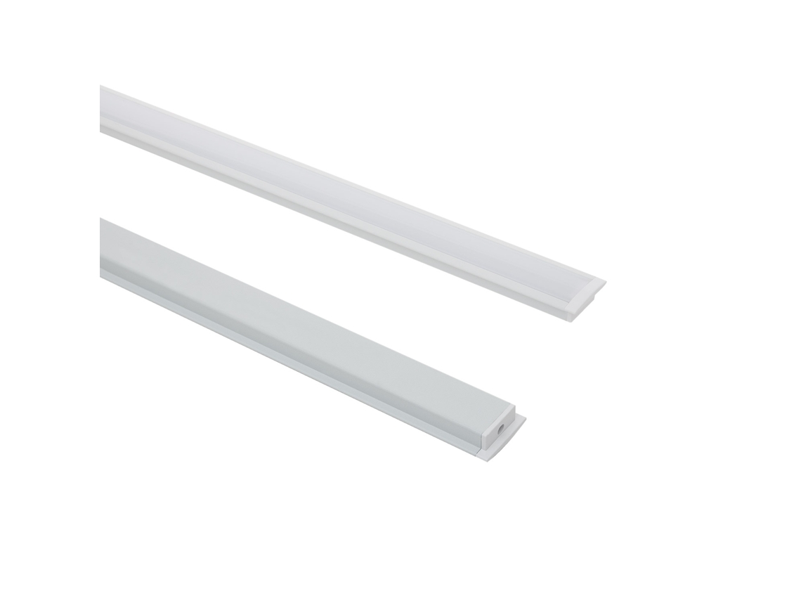 Perfil de Aluminio Empotrable con Cubierta Continua para Tiras LED hasta 12 mm Aluminio 2 m Blanco Translúcido
