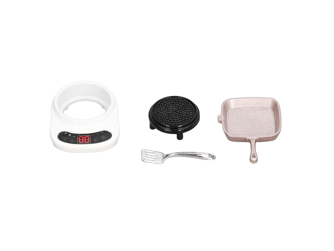 Set De Utensilios De Cocina Para Casa De Muñecas 1:12 Estufa Pot Spatula Miniatura Acero Inoxidable Blanco