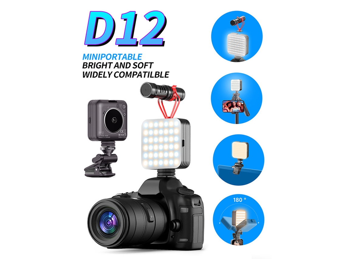 80 luces LED de video Iluminación para fotografía de 360° Batería recargable tipo C 2000 mAh CRI 95 2500 9000 K CHRUI