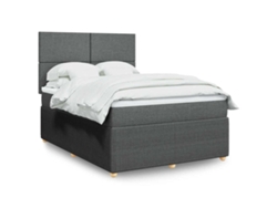 Cama Box Spring Con Colchón Tela Gris Oscuro 140x190 Cm