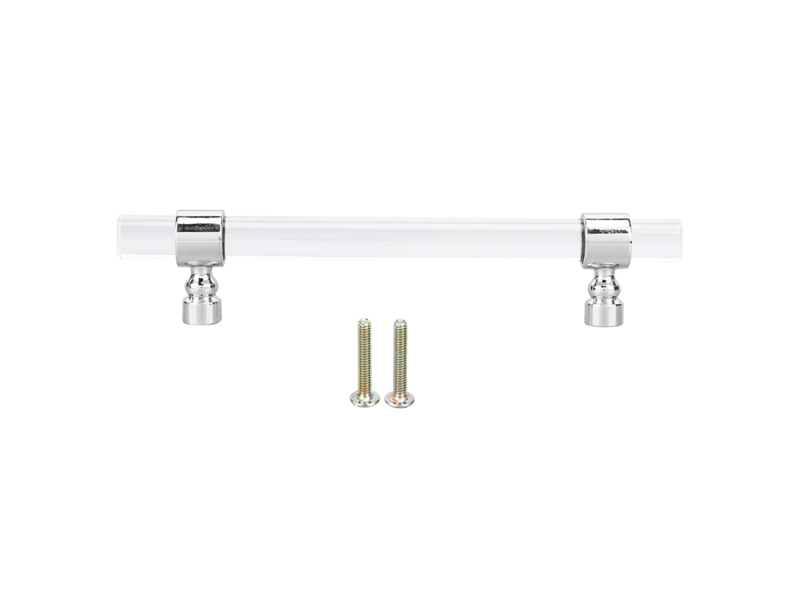Tirador Transparente De Acrílico Cristalino Para Cajones De Armarios Y Cómodas, Fácil De Instalar, 96 Mm, Plata Brillante.