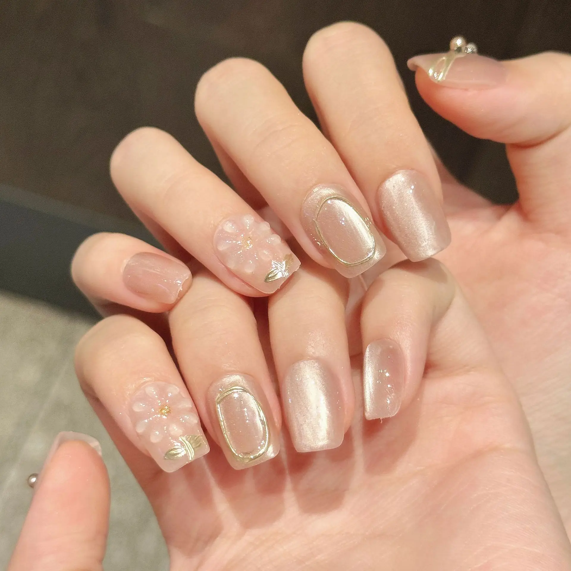 (2909-m) 10 Uñas Postizas Hechas A Mano Con Diseño De Ojo De Gato - Parche De Uñas Adhesivas