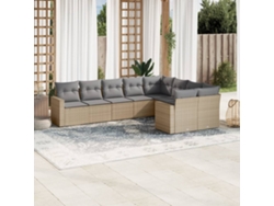 Conjunto de 9 sofás de jardín con cojines de mimbre beige de Dkd Home Decor